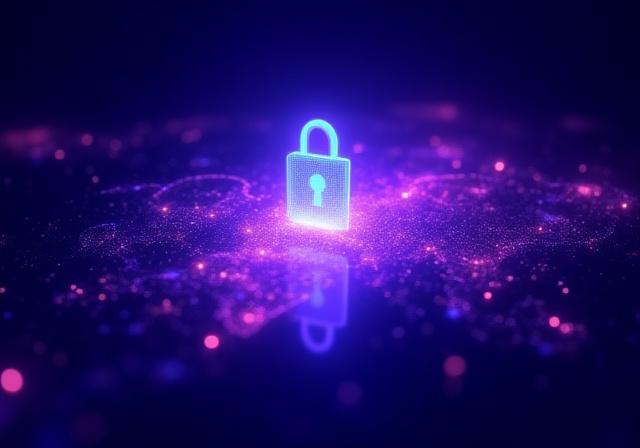 Conceptual visual of digital security and space constellations