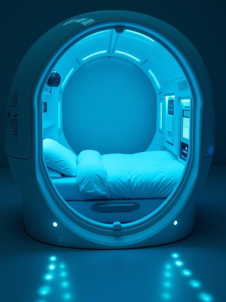 High-tech single occupancy sleek lunar pod capsule